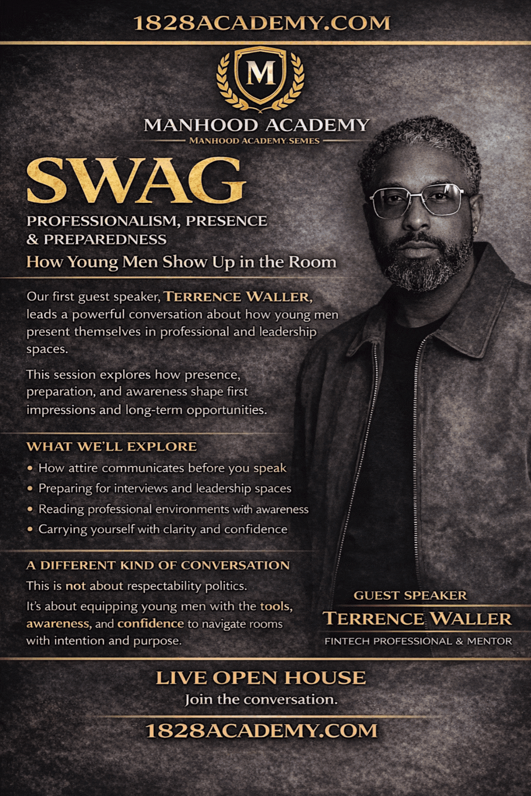 Manhood Academy Open House Flyer